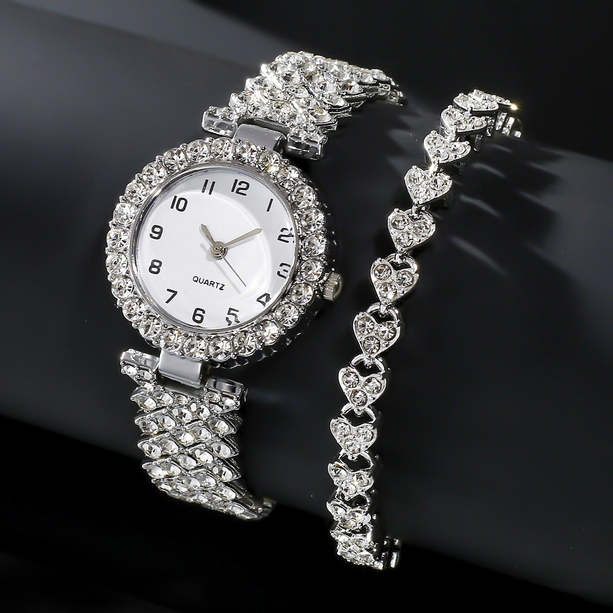 2-piece luxury set quartz bracelet women's wristwatch