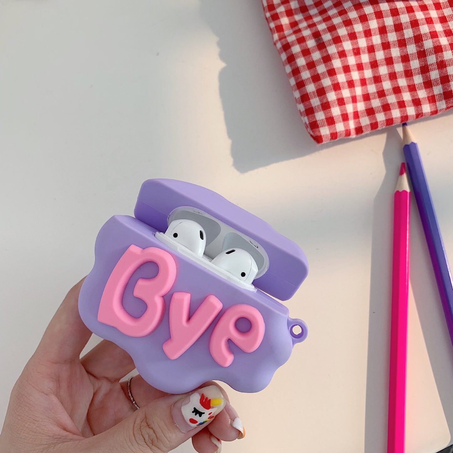 AirPods 2 Case 3D HI BYE Cloud Letters Cartoon Soft Silicone Cases for Wireless AirPods - Cute Protective Case