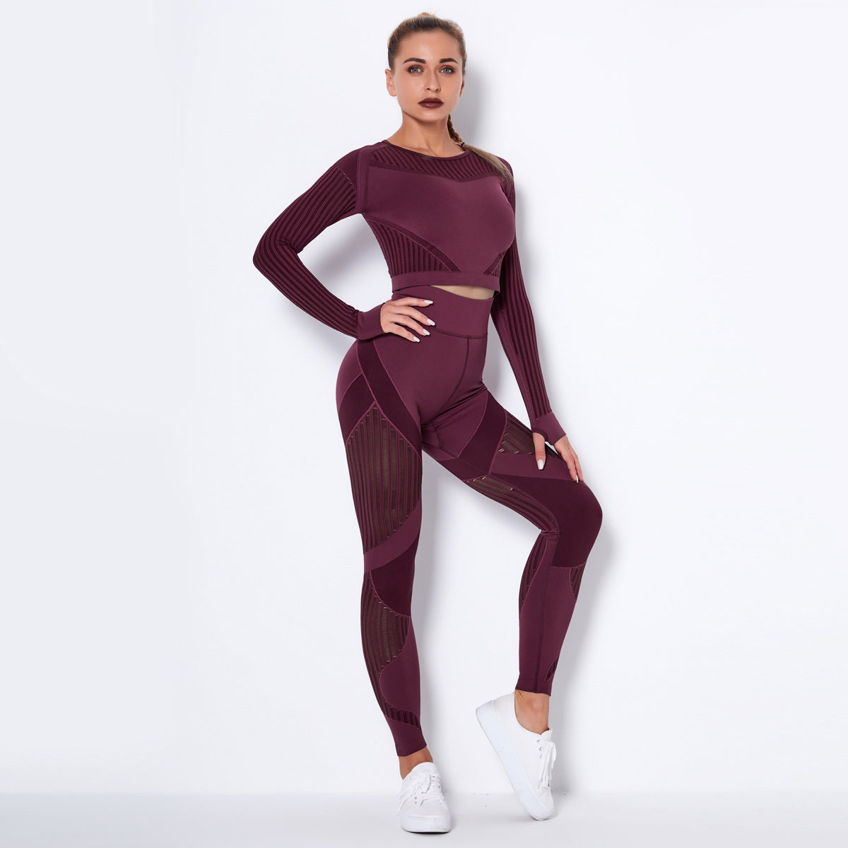Seamless Knitted Absorbent Yoga Long Sleeve Suit