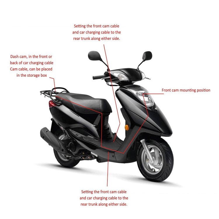 Frontlinse Rücklinse Saugnapf Buck-Kabel Motorrad-Dashcam Set