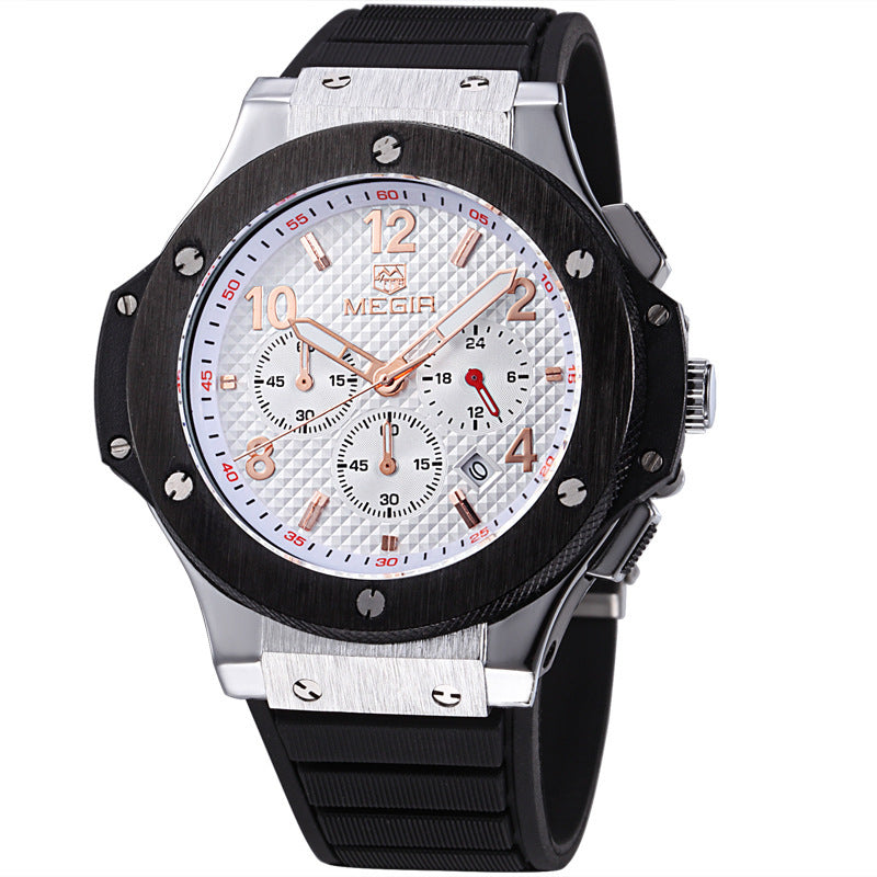Luxus-Quarz-Chronograph-Armbanduhr