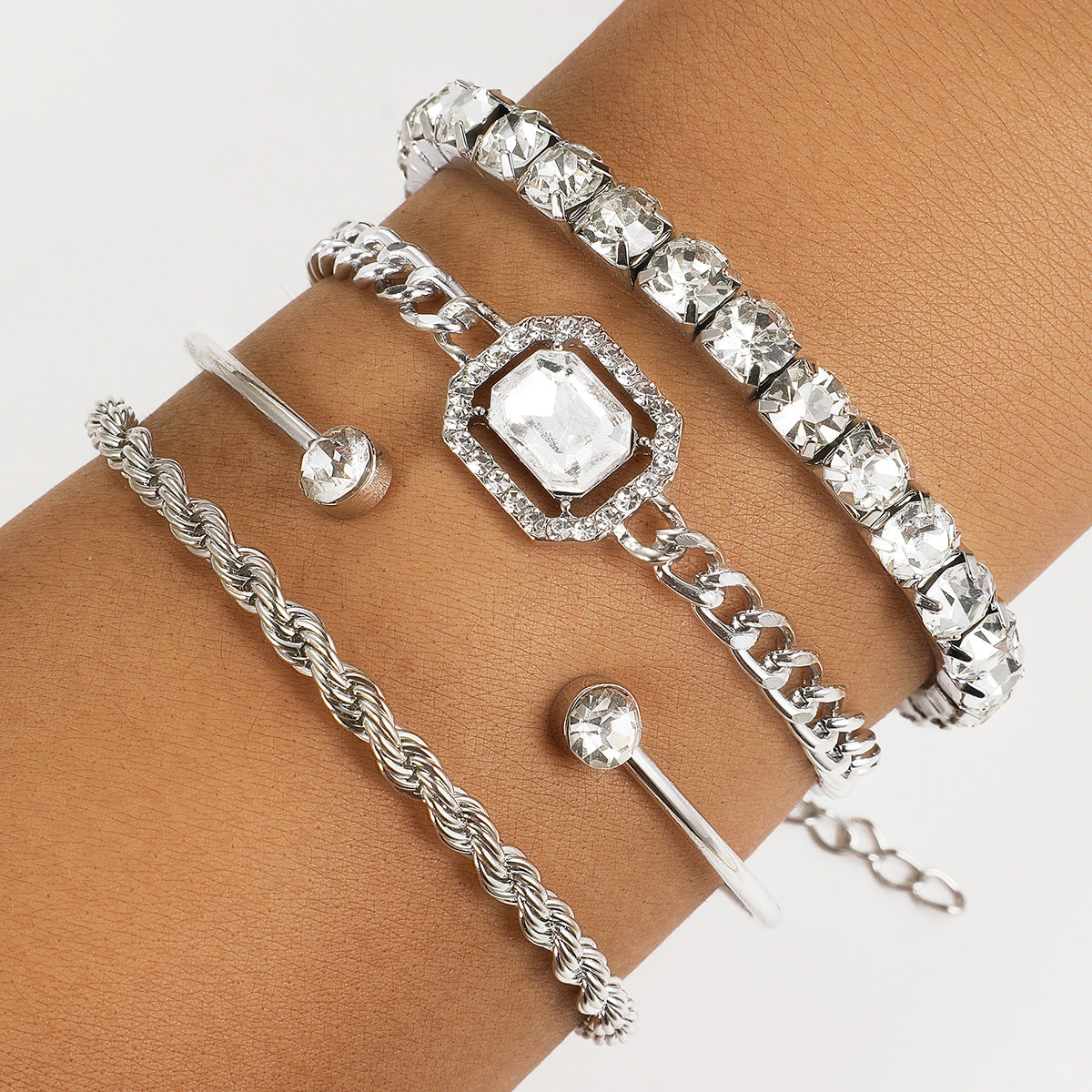 Kristall Armband Bohème Design 4-teiliges Modeschmuck-Set