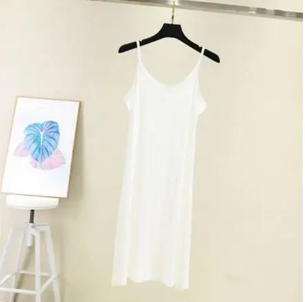 Frühling Sommer 2026 Damen Tankdress Lässiges Modal Sexy Camisole Elastisches Damenkleid für Zuhause Strand O-Ausschnitt Camis Sexy Kleid