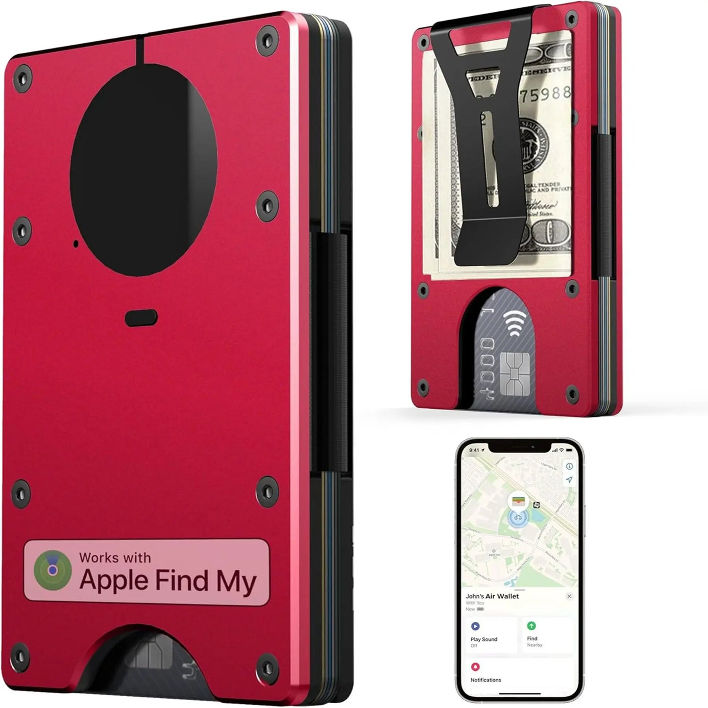 Geldbörse Integriertem Airtag-Chip RFID Blockierendem Kreditkartenfach