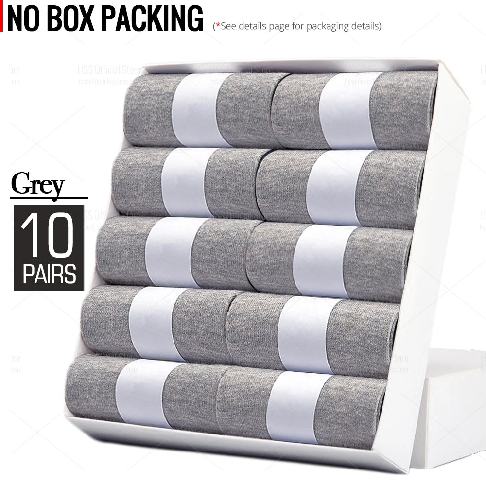 HSS 5/10 Pairs Men's Cotton Blend Socks Black Business Men Socks Soft Breathable Summer Winter for Male Socks Plus Size (6.5-14)