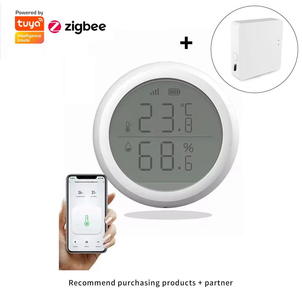 Tuya ZigBee Temperature and Humidity Sensor With LCD Smart life APP Google Alexa Voice Control Support Multi-mode Gateway Option