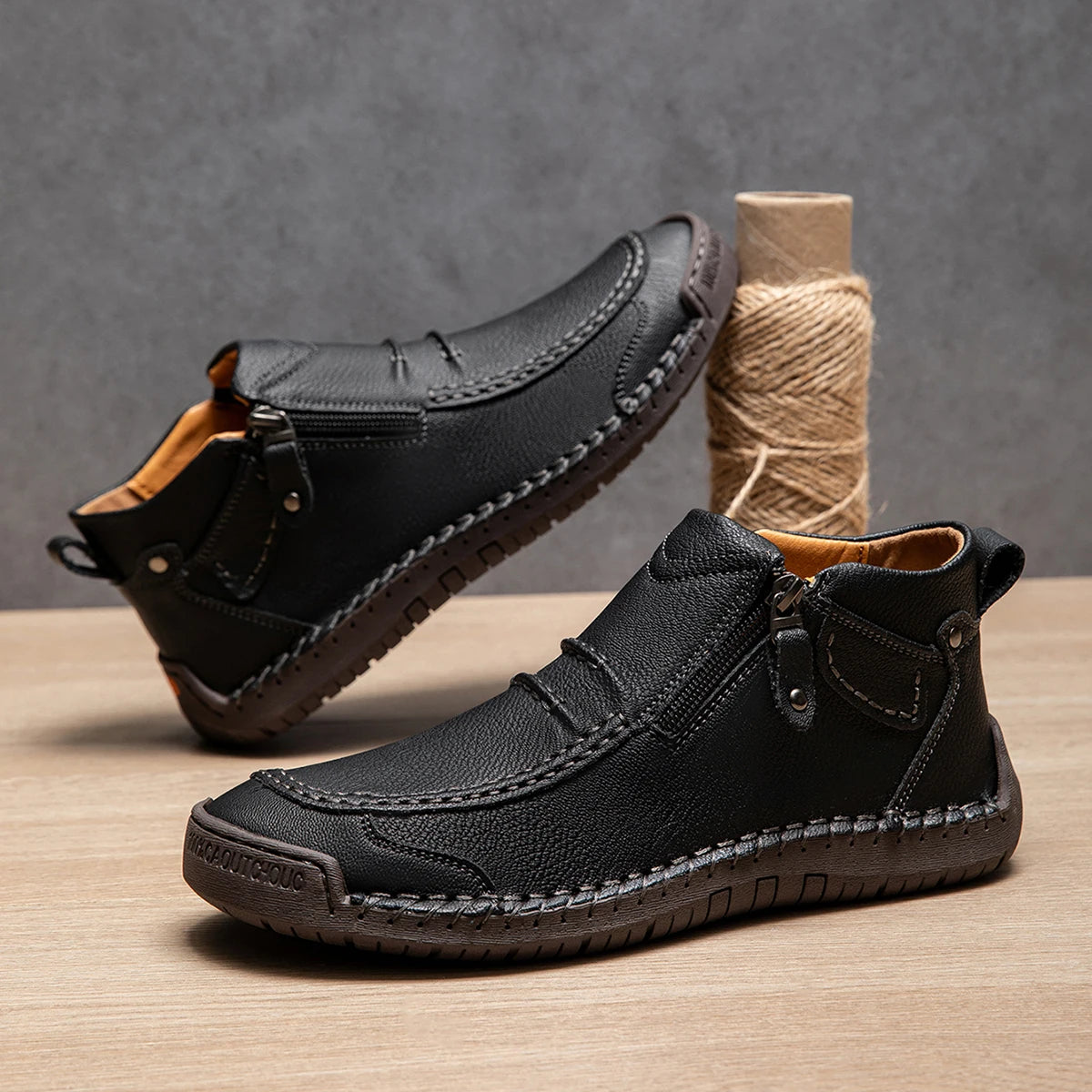 Neue Herbst Handgefertigte Leder Herrenstiefel Outdoor Design Sneaker Herren Atmungsaktive Freizeitschuhe Leder Herren Knöchelstiefel Herbst Übergröße
