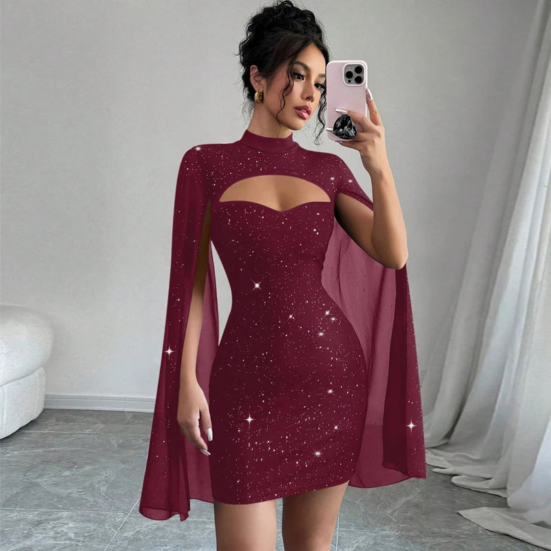 Damenkleider Neu Langarm Stehkragen Damenkleid Schmal Schwarz Hüftbetontes Kleid Damen Vestidos De Verano Mujer 2025 Q497