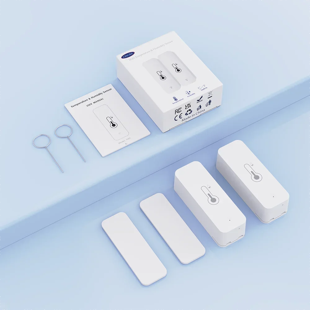 Tuya WLAN Temperatur-Feuchtigkeitssensor für Smart Home 2ER-PACK RightSitu APP Fernbedienung funktioniert mit SmartLife Yandex Alexa