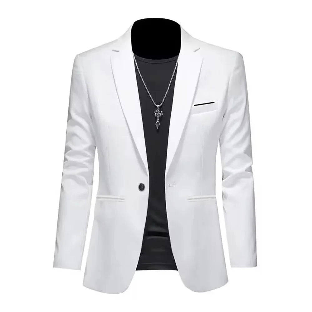 Men's Trendy Leisure Boutique Suit Jacket Autumn Casual Business Slim Fit Non-ironing Single Button Suit Solid Formal Blouse