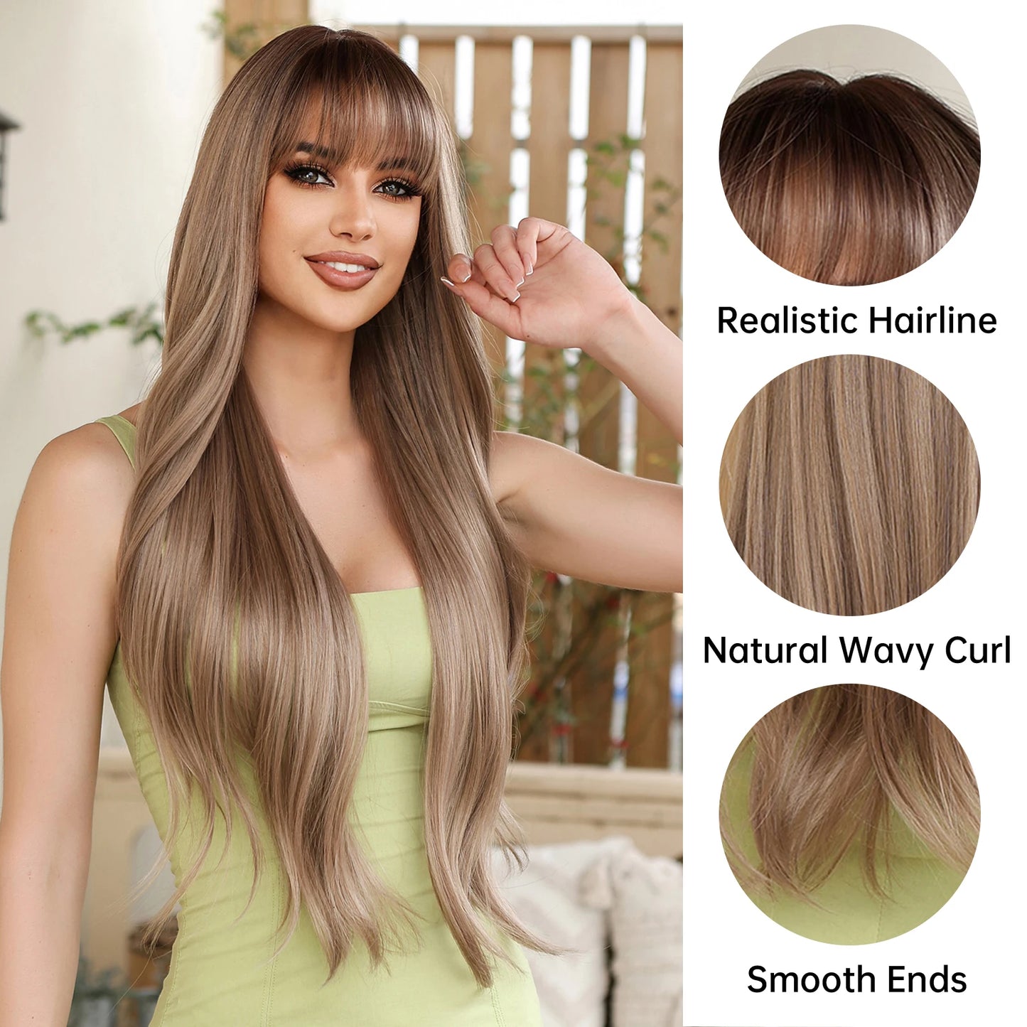 HENRY MARGU synthetic hair wig with bangs for women