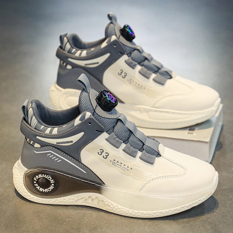 Herren-Sneaker mit drehbarer Schnalle, bequem, rutschfest, zum Schnüren, strapazierfähig für Outdoor-Aktivitäten von Herren
