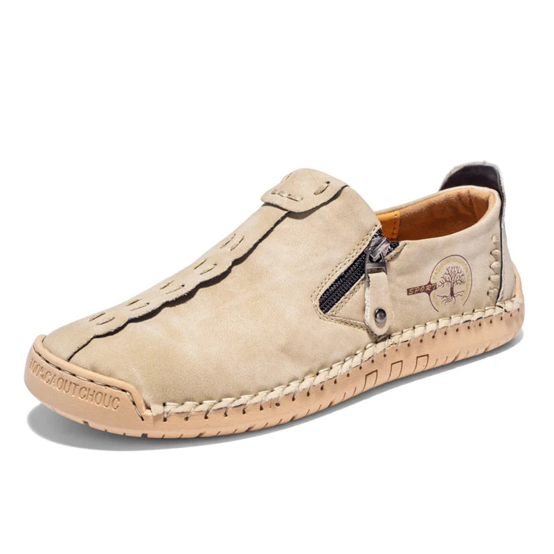 Handmade Leather Men Shoes Casual Slip On Loafers Breathable Leather Shoes Men Flats Hot Sale Moccasins Outdoor Shoes Plus Size