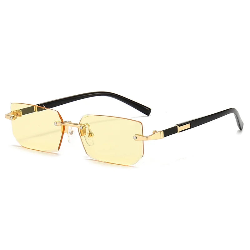 Clearance_Rimless Sunglasses Rectangle Fashion Popular Women Men Shades Small Square Sun Glasses For Female Male Summer Travelin