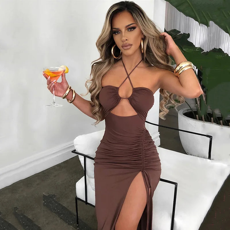 Ärmellose, sexy Midi-Kleider für Damen, rückenfrei, schmal, für Nachtclubs und Partys, Damenkleid, Bodycon, Elegante Kleider für Frauen