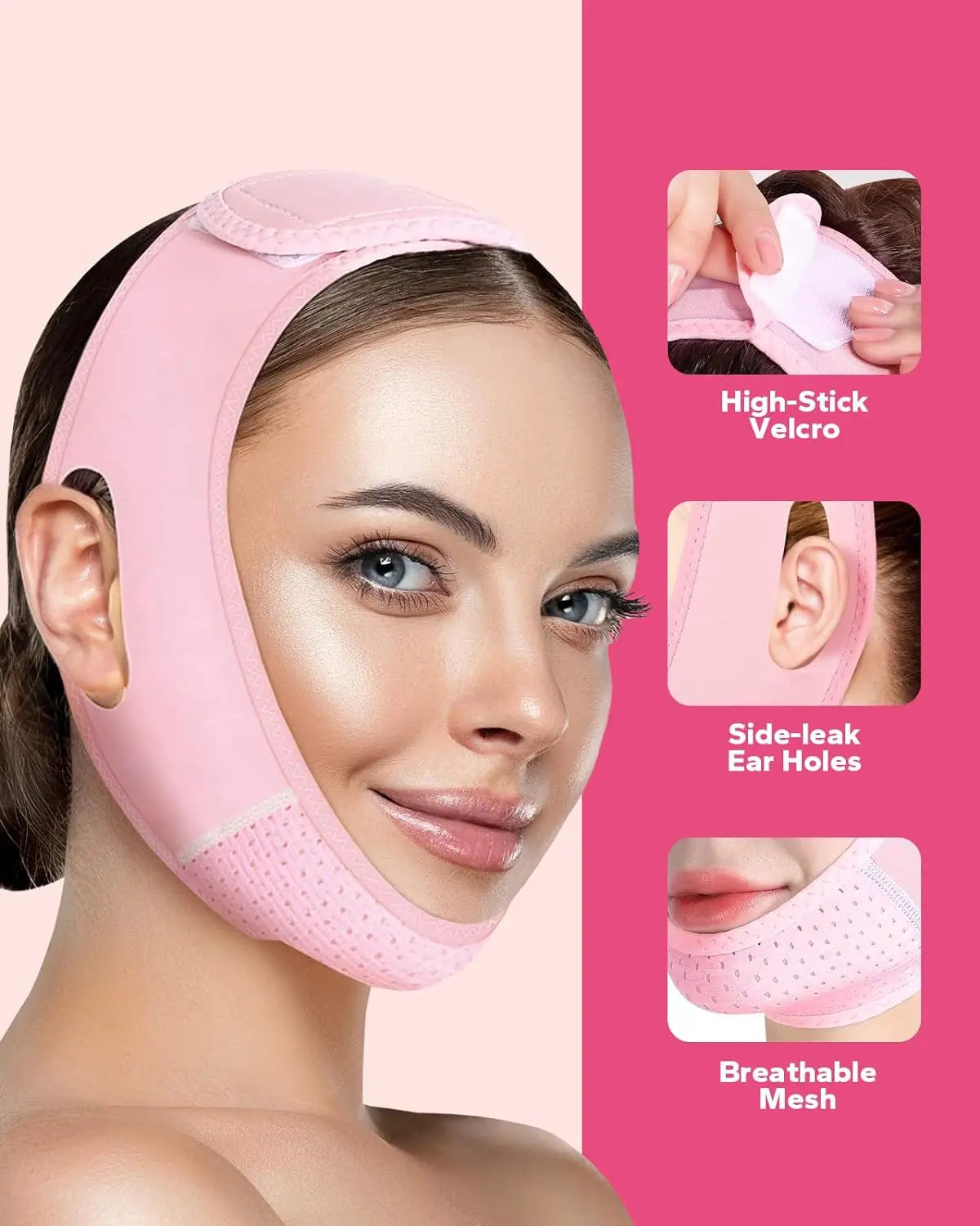 Wiederverwendbarer Gesichtsgurt, V-Linien-Maske, Doppelkinnreduzierer, Kinnstraffungspflaster, Kinnriemen, V-förmiger Gurt, V-förmige Gesichtsmaske gegen schlaffe Haut