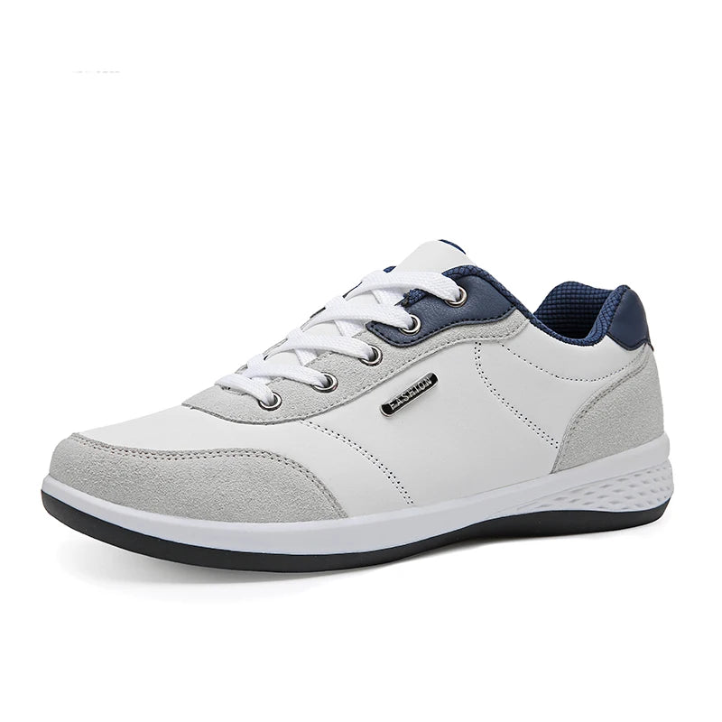YRZL Herrenschuhe Frühling Herbst Wasserdichte Walking-Sneaker Freizeit Herren Ledersportschuhe Rutschfeste Tennisschuhe für Herren