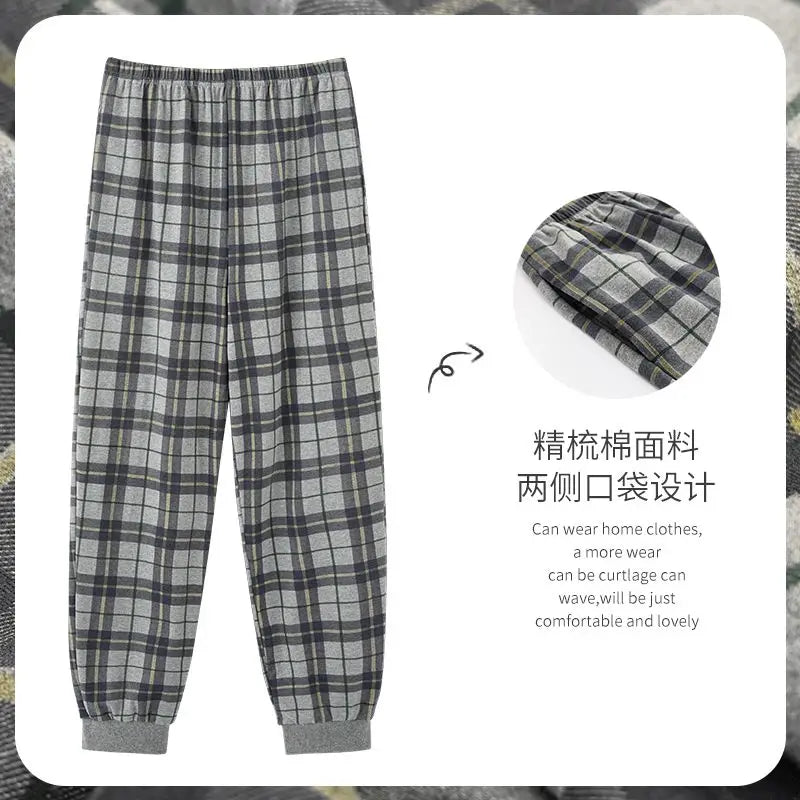 New Style Hot Sale Cotton Plaid Pajama Pants For Adluts Home Furnishing Cotton Trousers Cotton Pajama Men Sleep Bottom Home Wear
