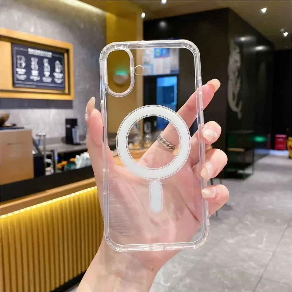 Strong Magnetic Magsafe Wireless Charging Case For iPhone 16 16e 15 14 13 12 11 Pro Max Plus mini Silicone Clear Soft Cover 