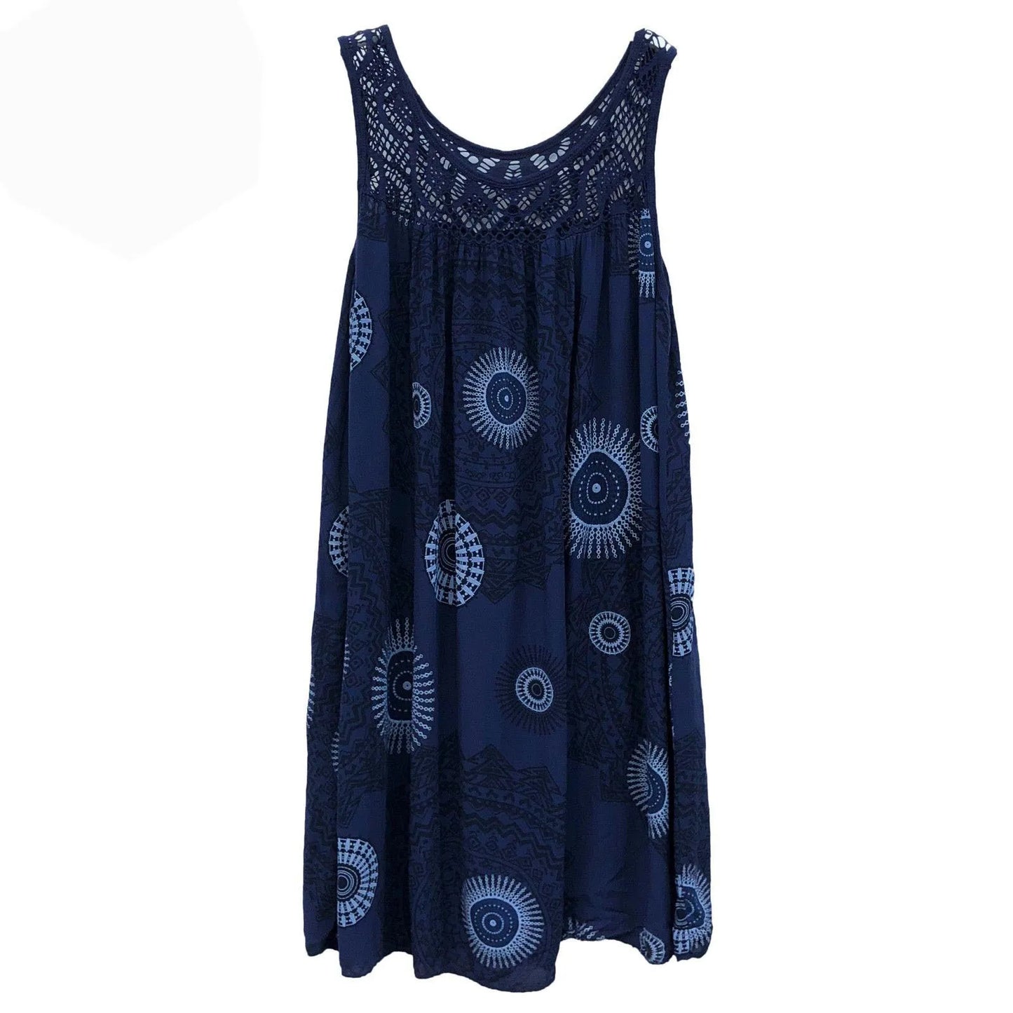 Damenbekleidung Sommer ärmelloses Camisole-Kleid Spitzenprint ärmelloses großes Schaukelkleid lockeres sexy Kleid langer Rock Übergröße