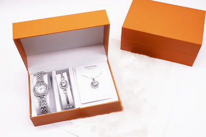 Armband Halskette Armbanduhr 3-teiliges Strass Set