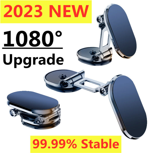 Rotatable magnetic car phone holder made of metal, foldable, universal, with magnetic attachment for air vents and GPS support