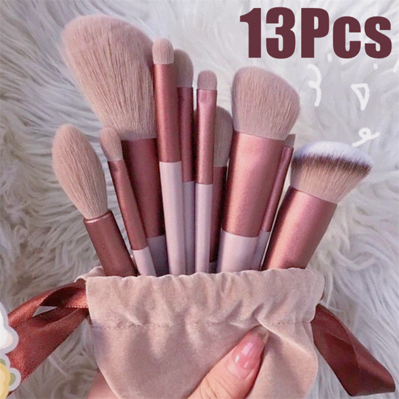 13-piece makeup brush set: concealer brush, blush brush, powder brush, eyeshadow brush, highlighter brush, foundation brush, cosmetic tools