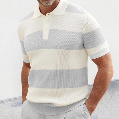 Short-sleeved lapel sweater