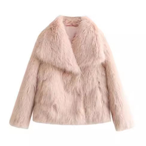 Plush jackets, fashionable, warm, fluffy, with lapel collar
