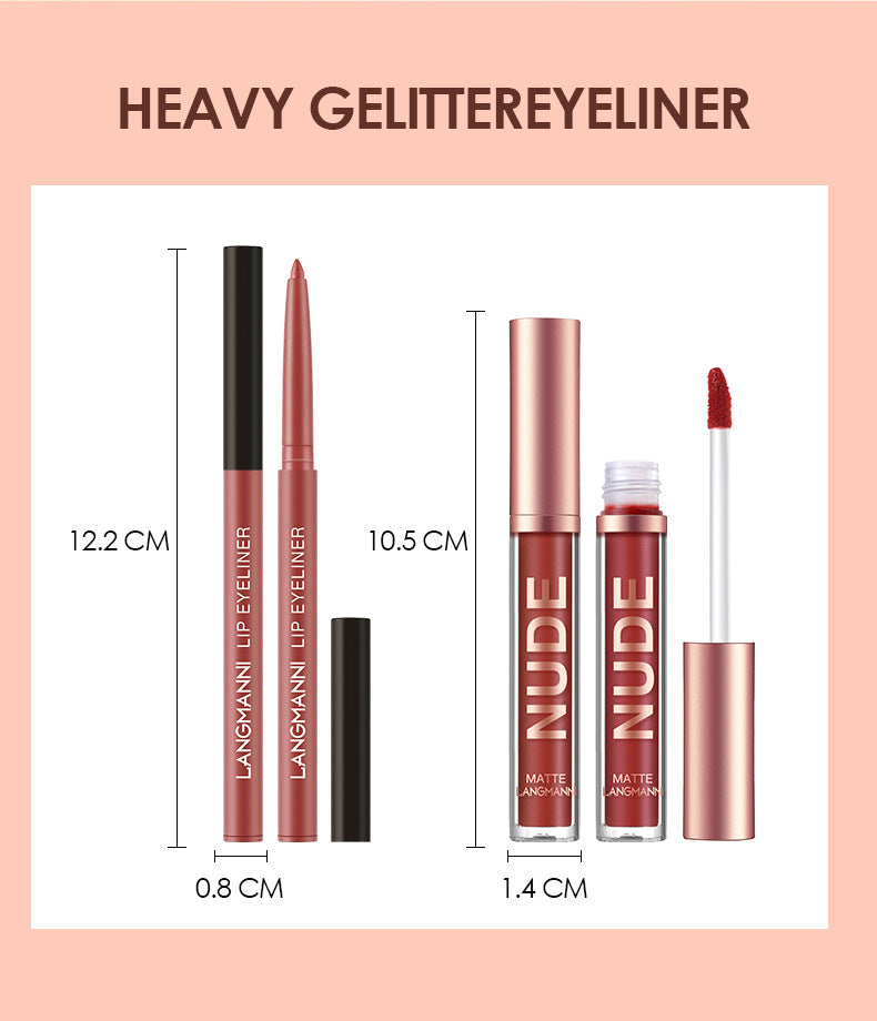 Wasserfest Langanhaltend 6 Matte Lipgloss 6 Lipliner 12-teiliges Set