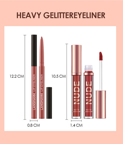 Wasserfest Langanhaltend 6 Matte Lipgloss 6 Lipliner 12-teiliges Set