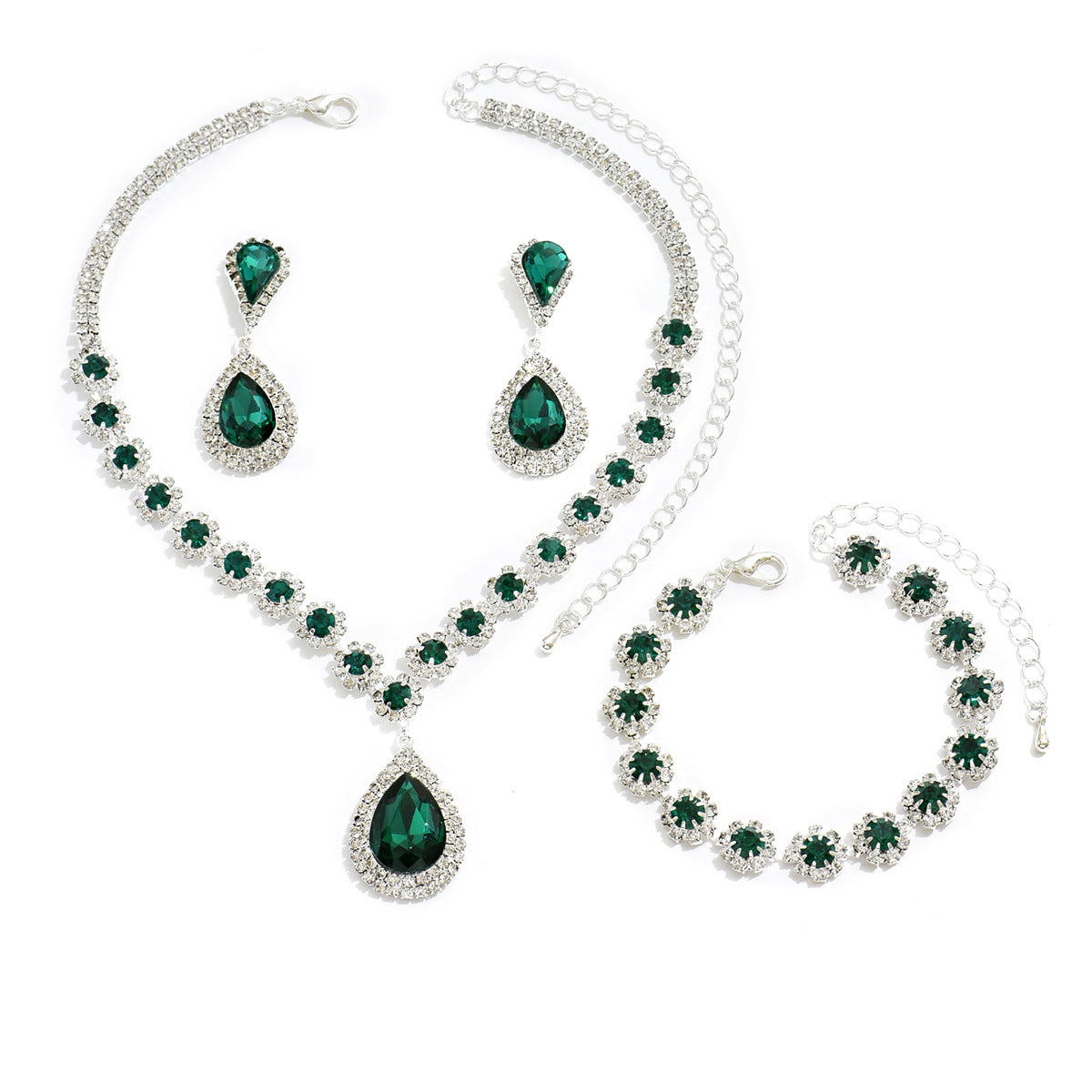 Halskette Ohrstecker Armband 3-Teiliges Modeschmuck-Set