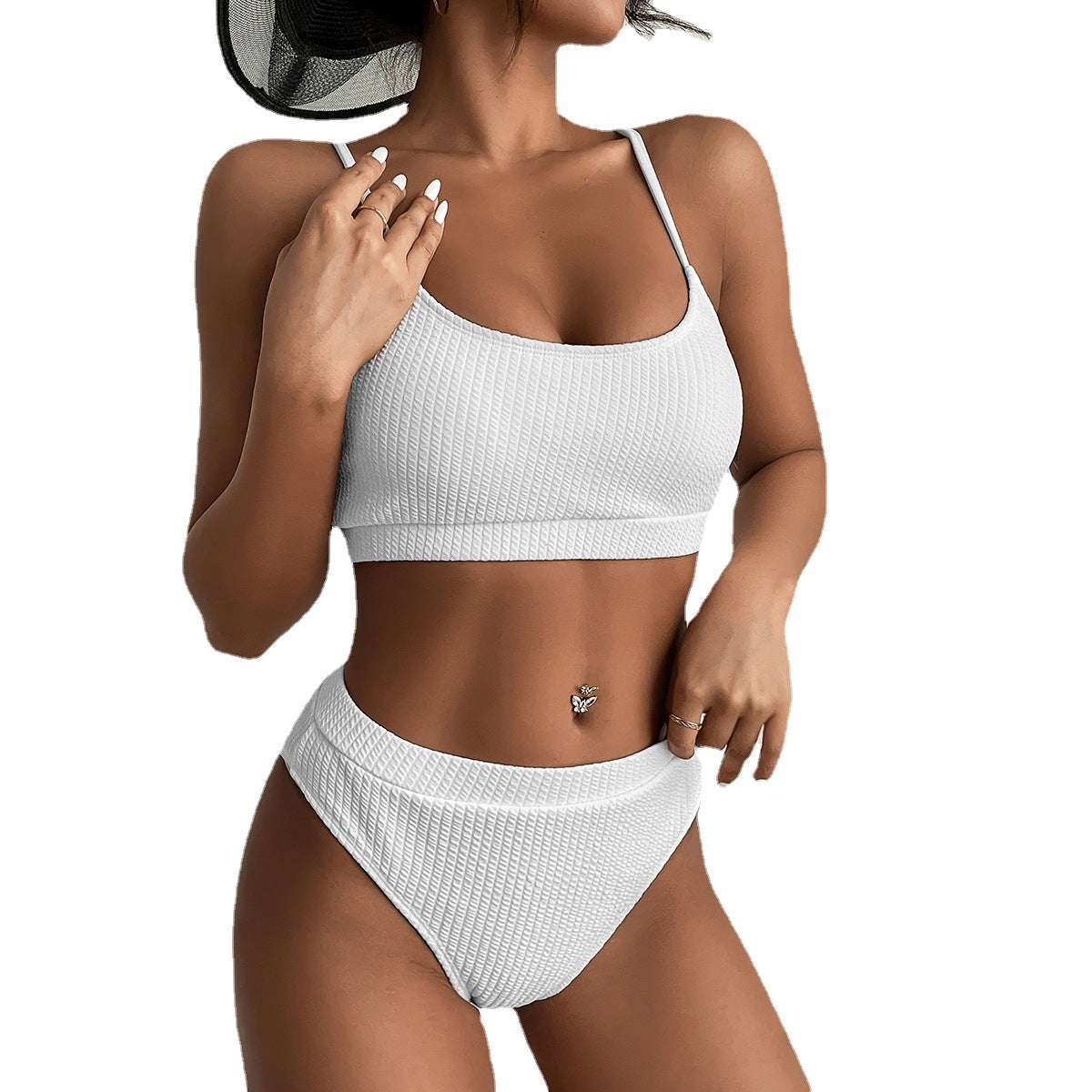 Push Up Trägertop High Waist Slip 2-teiliges Bikini-Set