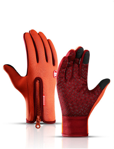 Winter gloves with touchscreen function, waterproof sports gloves for motorcycling and sliding with fleece lining