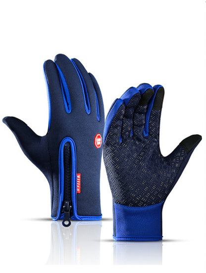 Winter gloves with touchscreen function, waterproof sports gloves for motorcycling and sliding with fleece lining