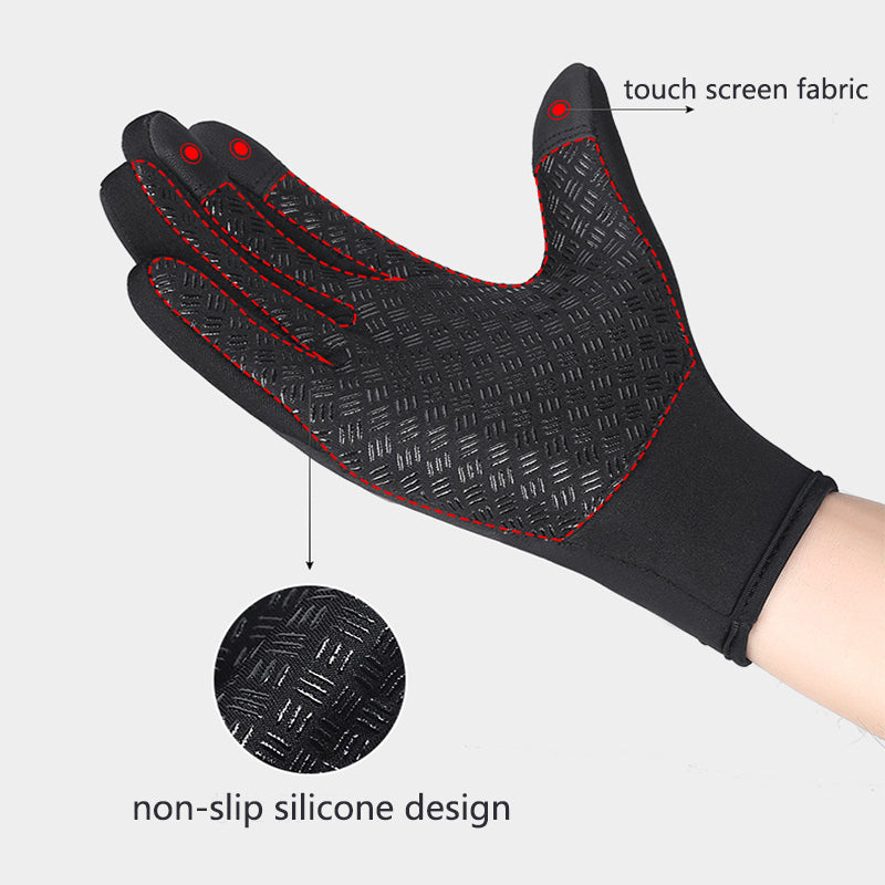Winter gloves with touchscreen function, waterproof sports gloves for motorcycling and sliding with fleece lining