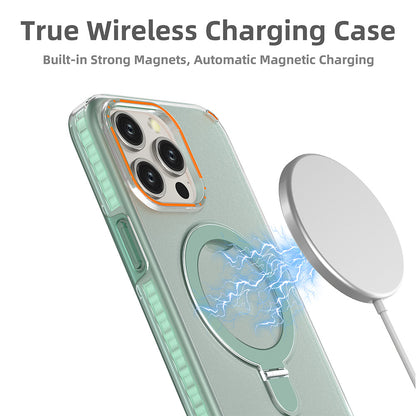New colorful phone case with magnetic mount and stand for Magesafe, transparent magnetic wireless charging case for smartphones