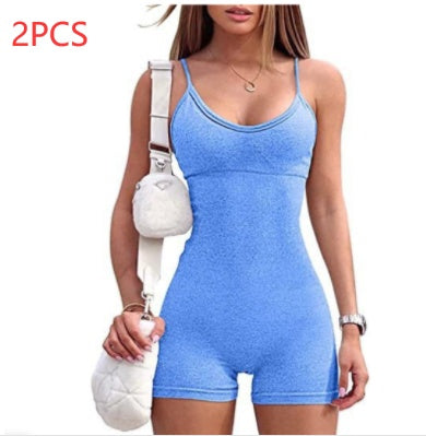 Tanktop-Shorts für Fitnessstudio, Yoga und Workout, Jumpsuit