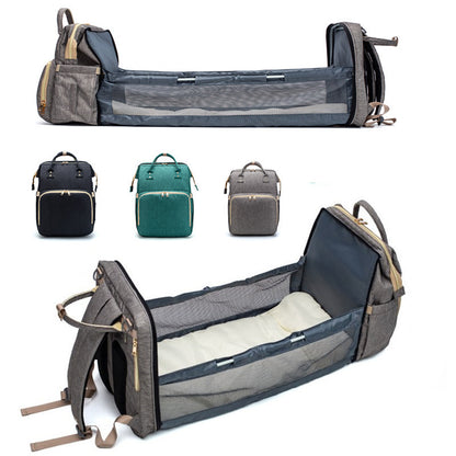 USB charging version, foldable backpack for mothers with bed, large capacity, multifunctional