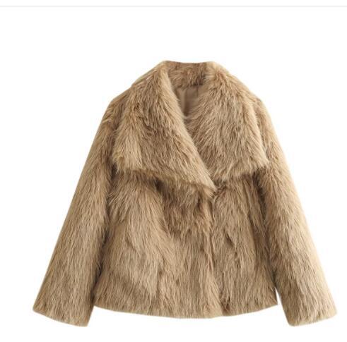 Plush jackets, fashionable, warm, fluffy, with lapel collar