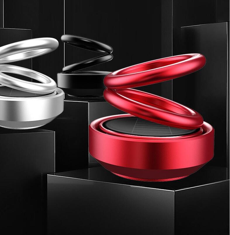 Solar-powered, rotating car air freshener with bench seat