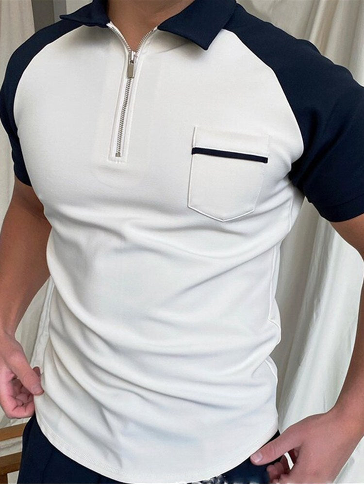 Einfarbiges Kurzarm-Poloshirt der Marke