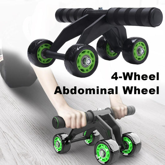 Four-wheeled abdominal muscle roller for home training; fitness device for the abdominal muscles