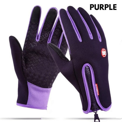 Winter gloves with touchscreen function, waterproof sports gloves for motorcycling and sliding with fleece lining