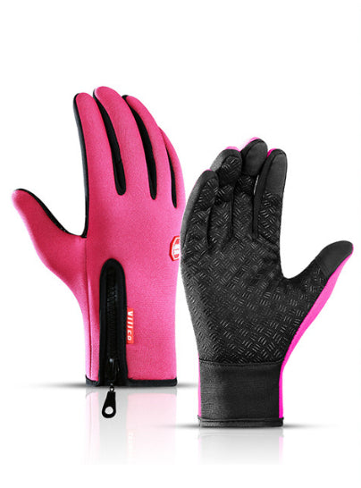 Winter gloves with touchscreen function, waterproof sports gloves for motorcycling and sliding with fleece lining