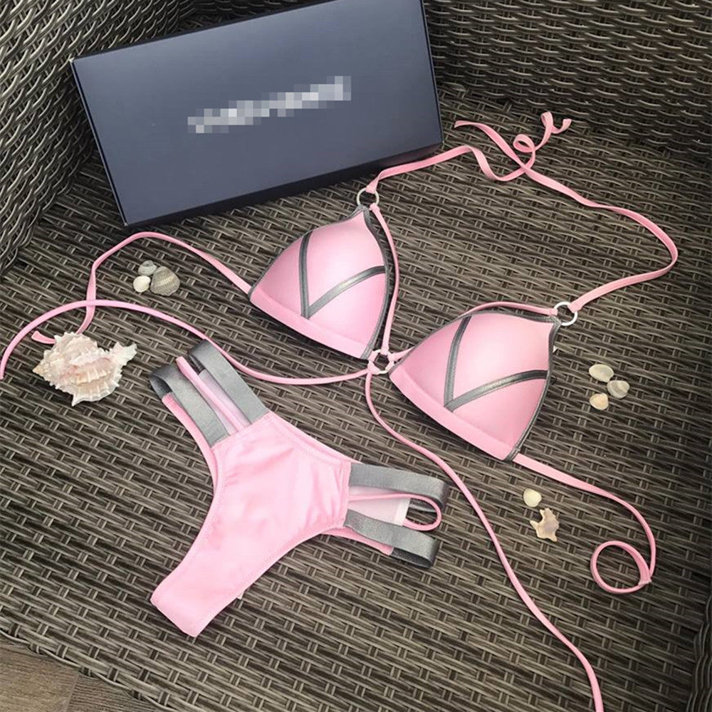Push Up Trägertop Slip 2-teiliges Bräunungs-Bikini-Set