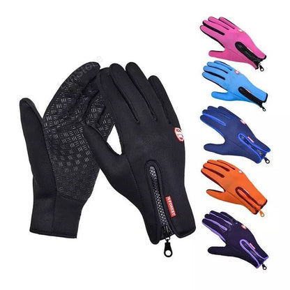 Winter gloves with touchscreen function, waterproof sports gloves for motorcycling and sliding with fleece lining