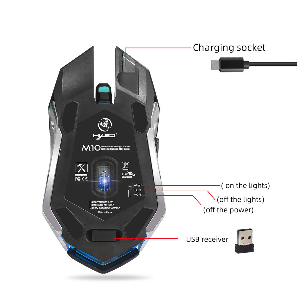 HXSJ Leuchtfunktion 2.4GPI Kabellose Ergonomisch Gaming Maus
