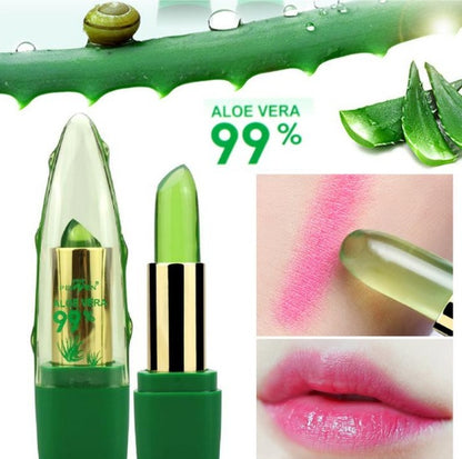 Aloe-Vera-Gel, farbverändernder Lippenstift, Gloss, Feuchtigkeitscreme, Anti-Austrocknungs-Lippenbalsam mit feiner Körnung