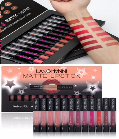 Mattes Lippenstift-Set, wasserfest, langanhaltend, samtig